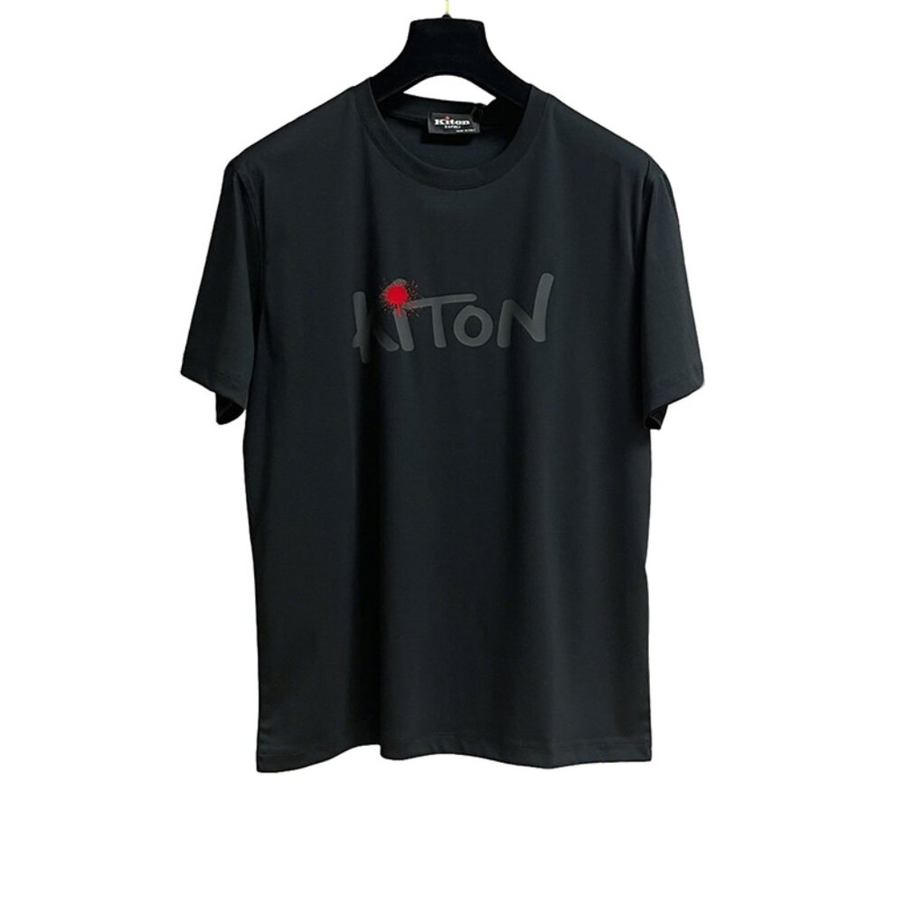 Kiton Black Round Neck Short Sleeve T-Shirt